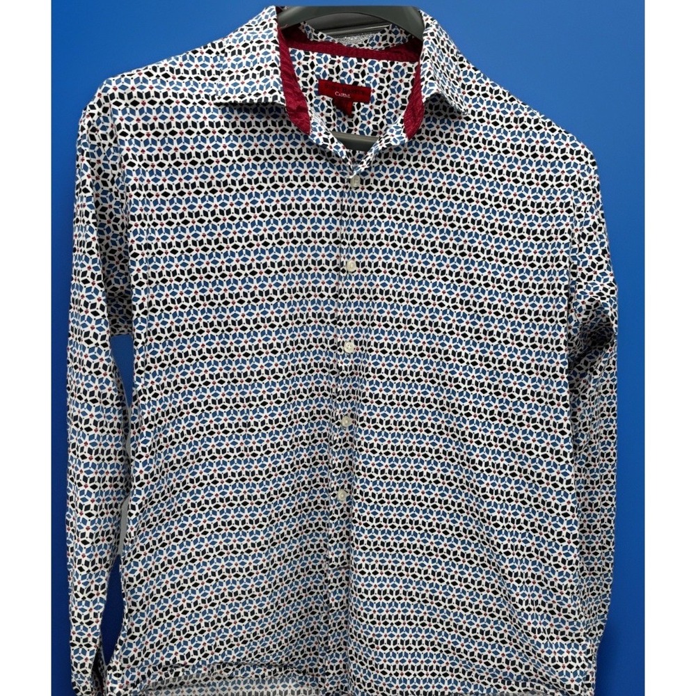 Steve Harvey Men's XXL Geo-Print Button Shirt Colorful Chic Spade Classy